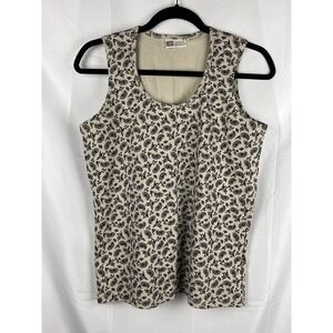 VTG Faded Glory Paisley Tank Top Large Ivory Cream 90s Minimalist Boho Grunge